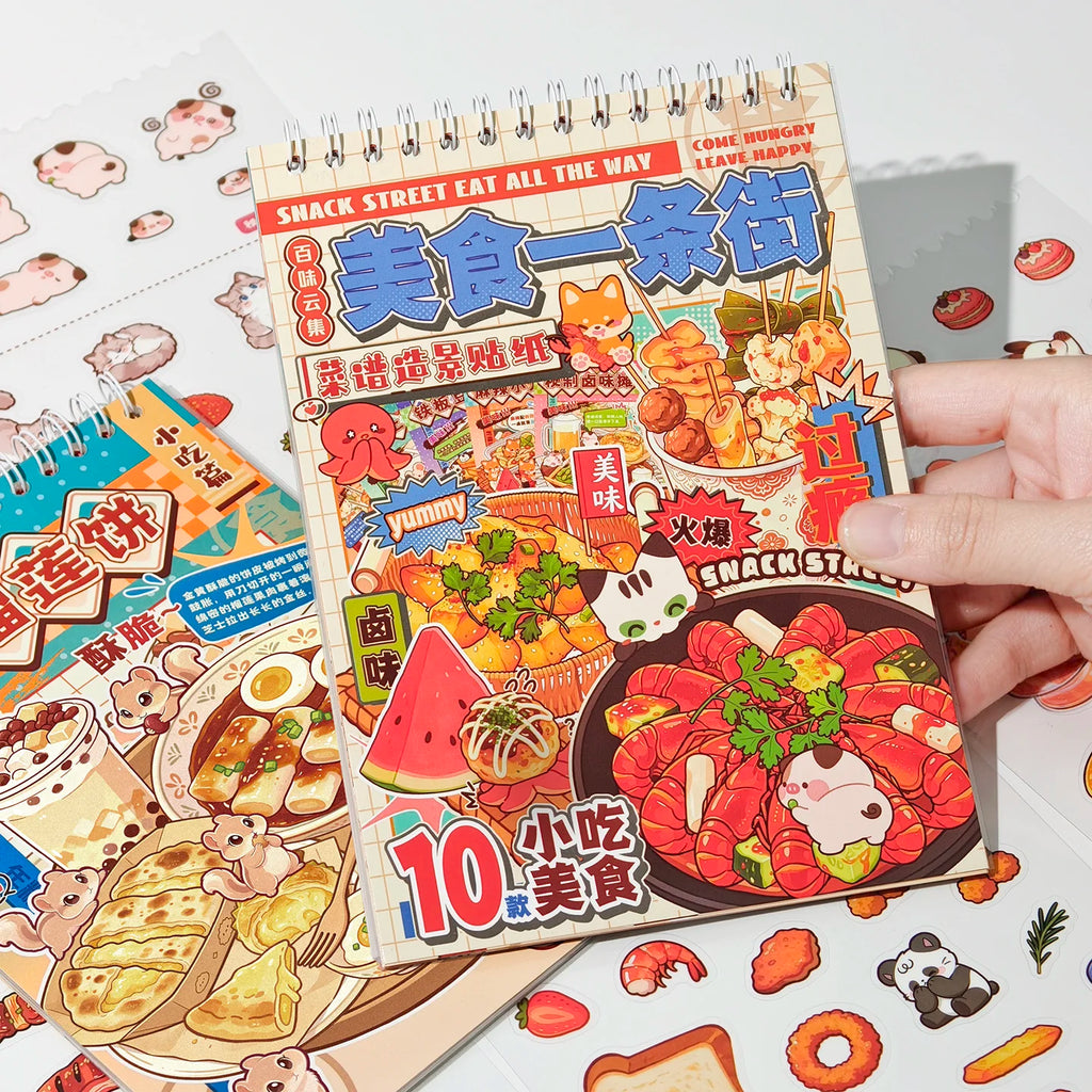 TIANZI 25-Piece Cartoon Miniature Scene Sticker Book - Mini 3D Cottage Journal Materials, DIY Creative Handmade Collage Decals Qme