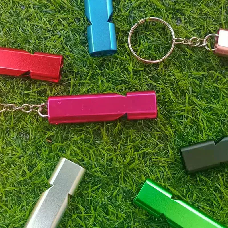 Dual Frequency Survival Whistle Flat Metal Outdoor Hiking Climbing Qme