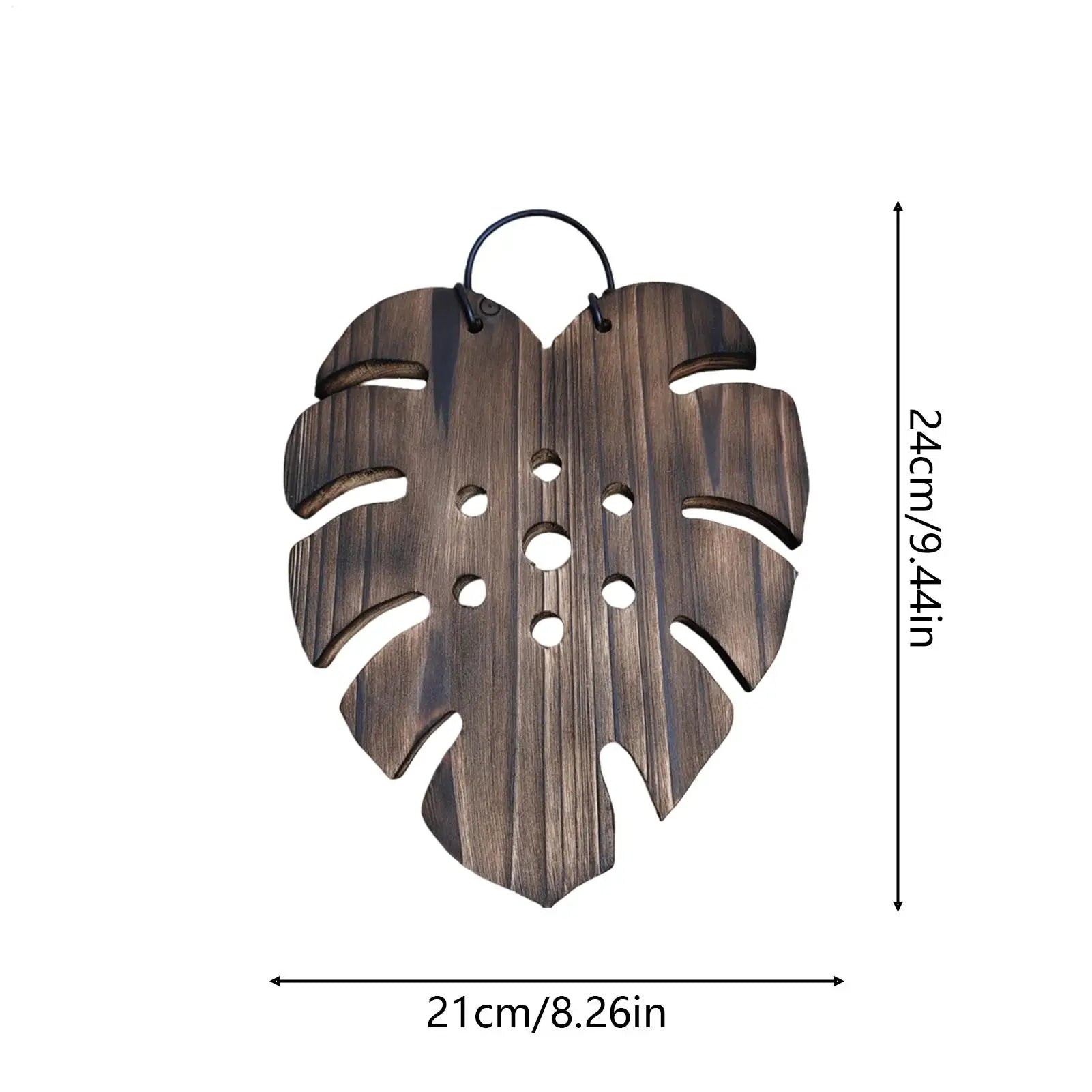Wall Plant Holder Monstera Leaf Shape Flower Wooden Panel Vase Home Qme
