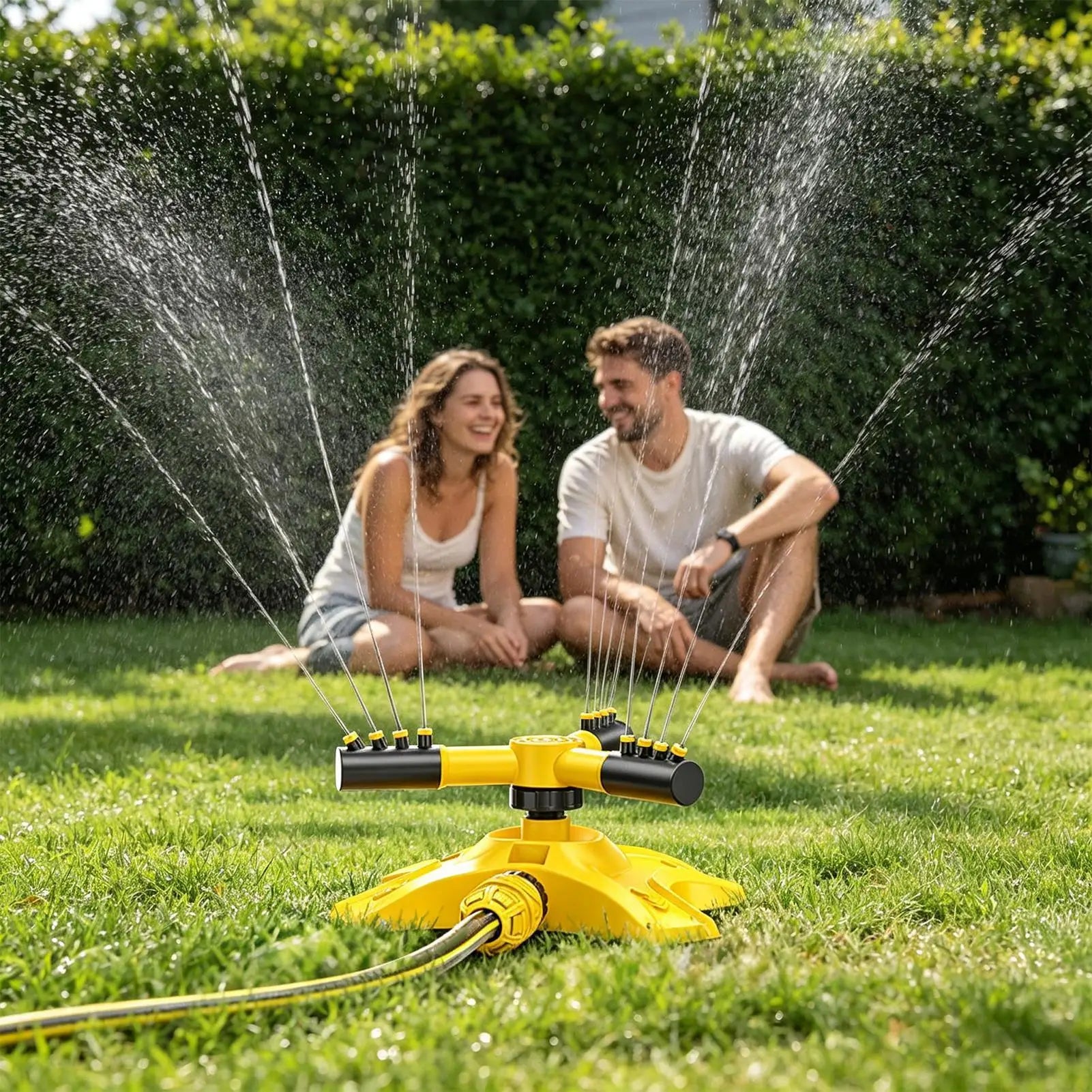 Sprinklers for Yard 3-Arm 360 Degree Rotating Automatic Adjustable Tool Kids Water Sprinkler for Backyard Garden Patio Park Qme