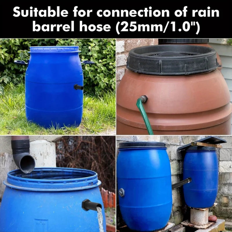 2Piece-mounted rainwater barrel overflow connector 25mmBarbed pipe fitting｜Adaptation1InchBSPThread｜Includes anti-leakage nut an Qme