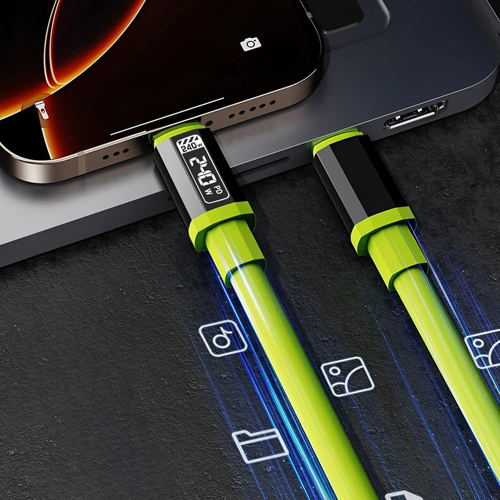 240W USB-C Fast Charging Cable USB A to C & USB C to C Quick Charge Cord PD Date Wire For iPhone Samsung Xiaomi Huawei OPPO VIVO Qme