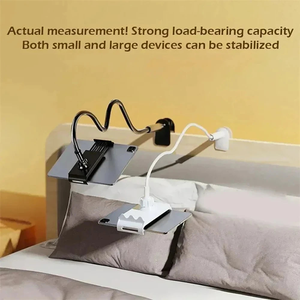 Lazy Bedside Desktop Phone Clamp Bracket Flexible Long Arm Gooseneck 75cm Overhead Live Stand For iPhone Samsung Xiaomi Huawei Qme