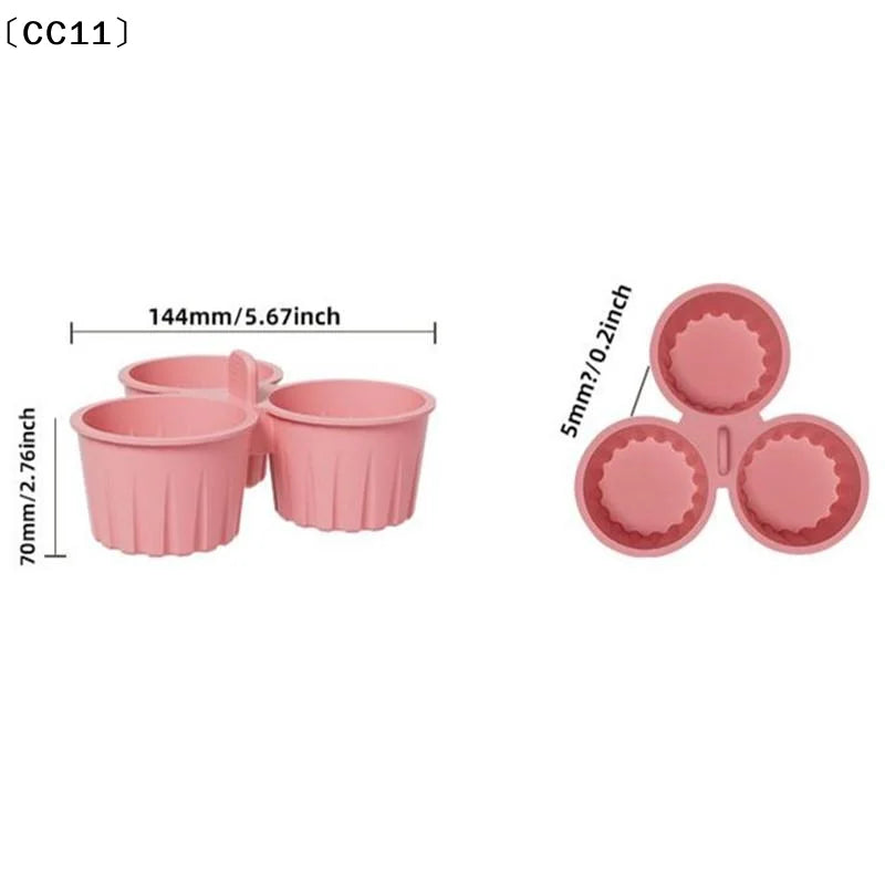 Air Fryer Egg Mold Round Shape Eggs 3 Cavity Non-stick Silicone Pan Qme