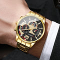 3 pc/set moda masculina relógios de negócios luxo homem quartzo relógio de pulso data reloj hombre (sem caixa) Qme gold