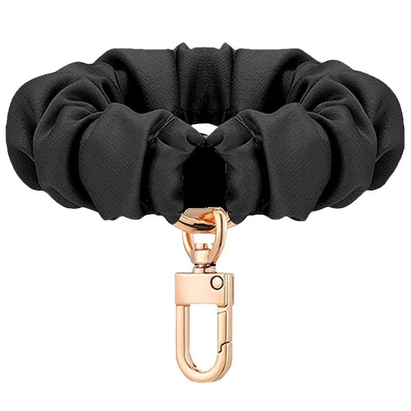 Adjustable Wristband Leather Scrunchie Keychain Sleek Keyring Qme A1