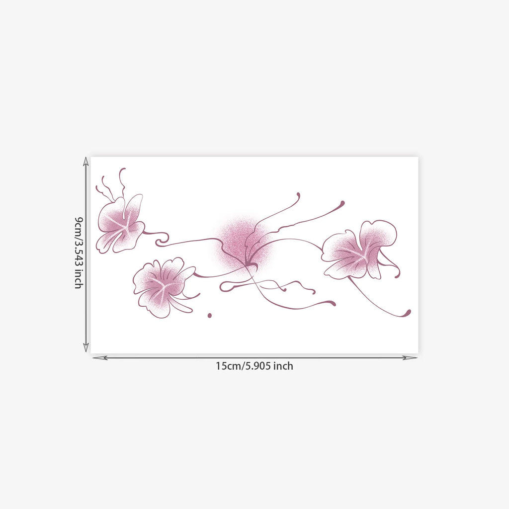 Pink Gradient Flower Temporary Tattoo Sticker, Romantic Waterproof Body Art for Belly & Arm, Fake Tattoo Qme LA-264
