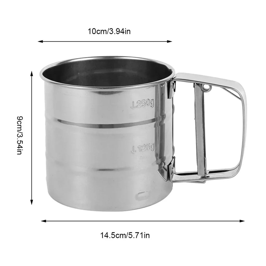 Diamond Pattern Flour Sifter For Baking Powder Sugar Shaker With Hand Press Design Fine Mesh Stainless Steel Flour Sifter Sieve Qme