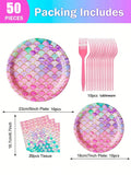 50 Reusable Mermaid Patterned Party Cutlery Dining Table Decoration Qme 1 set
