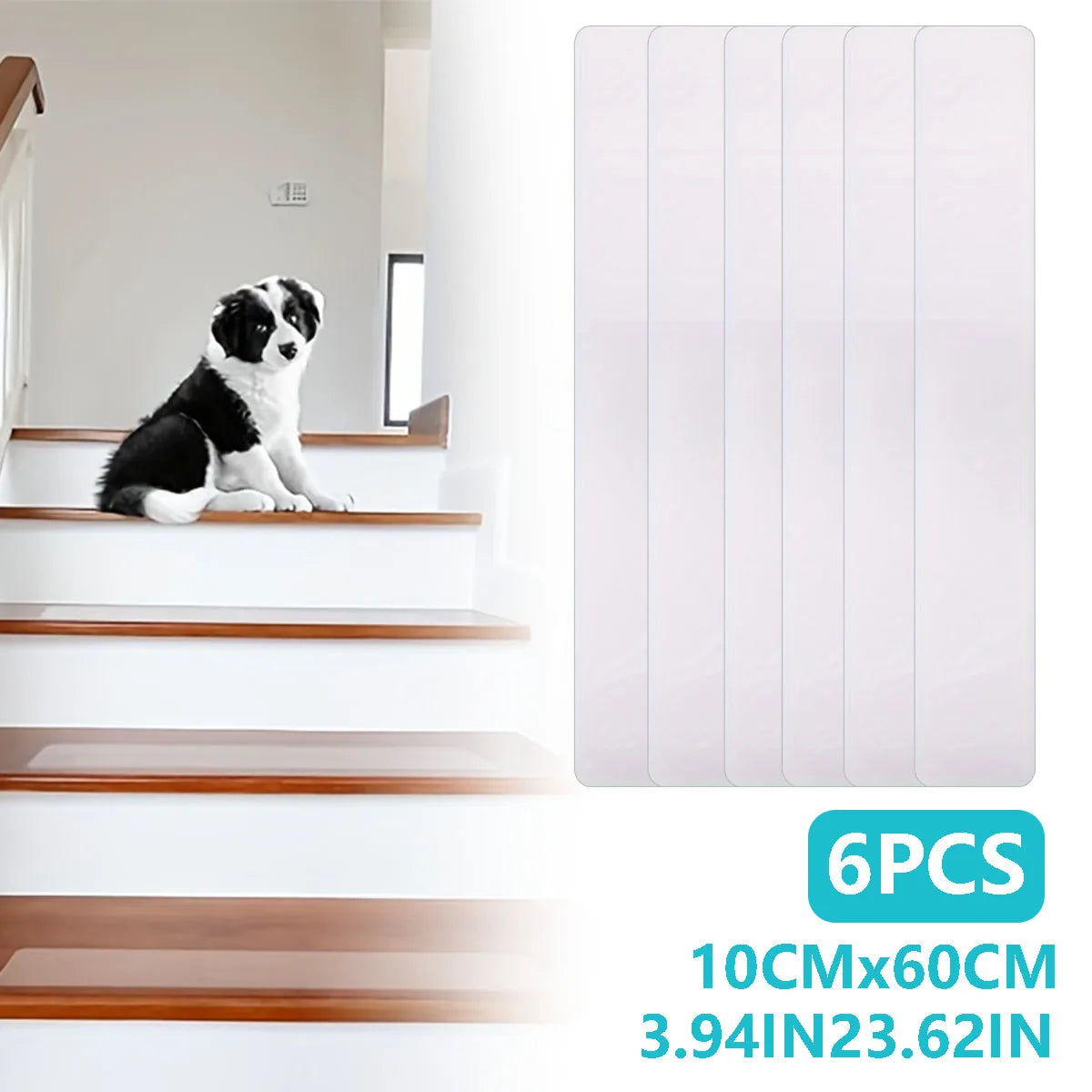Clear Anti Slip Tape Waterproof, Non-Slip Stair Treads Tape Traction, Boat, Stairs, Transparent, Soft, Comfortable for Bare feet Qme 6pc 60CM 10CM