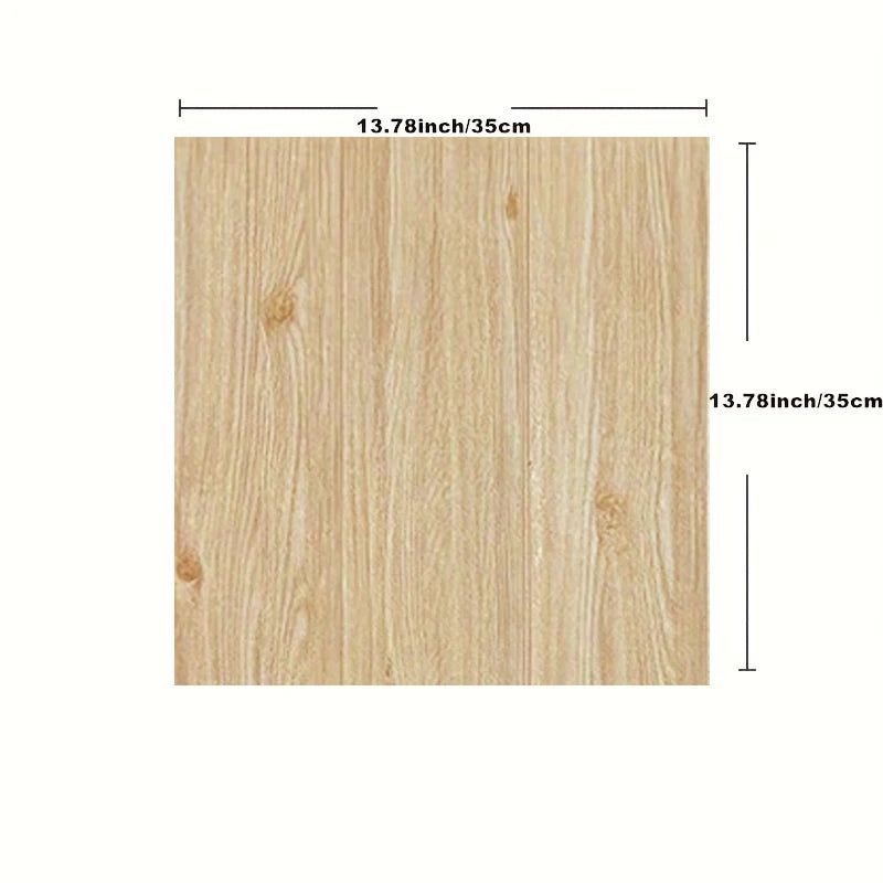 3D Wall Sticker Wood Grain Foam Self-Adhesive DIY 35X35cm Waterproof and Moisture-Proof Ceiling Bedroom Kitchen Wallpaper Qme D 5pcs 35X35cm
