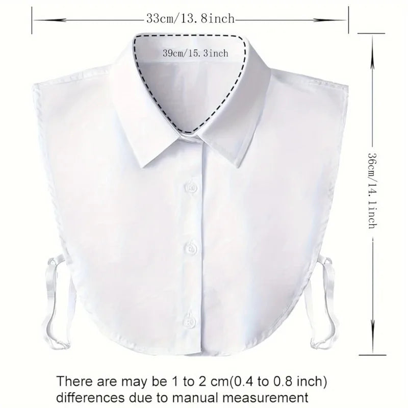 One Fake Shirt Collar Elegant Detachable Button-up Layered Outfit Qme