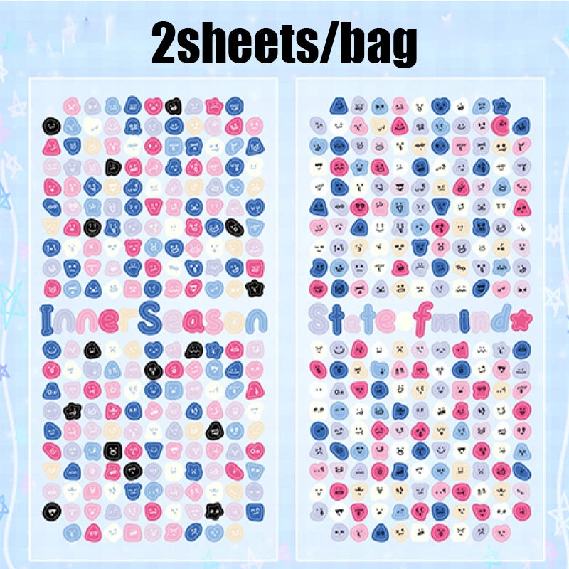 8 Sheets/4 Pack Cute Mini Emotion Emoji Stickers, Nail Stickers for DIY Scrapbooking, Photo Frame Collage Material Decoration Qme A-3