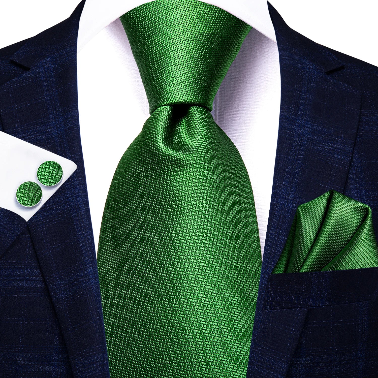 Hi-tie Paisley Dark Green Black Mens Elegant Necktie Handkerchief Qme N-3364