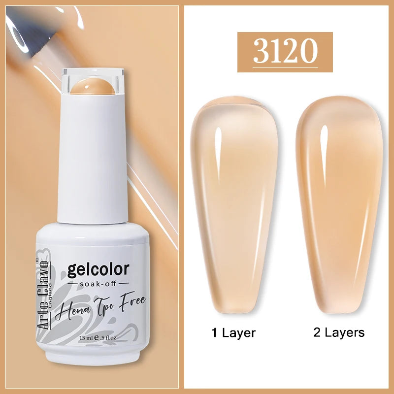 Arte Clavo Jelly Transparent Gel Nail Polish Summer Nude Pink Semi
