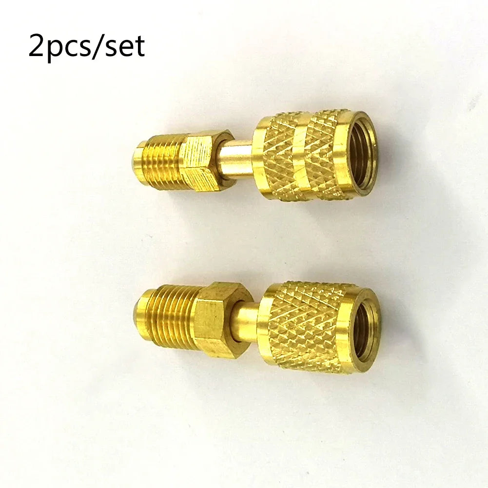 2PCS Vacuum Pump Brass Adapter R410a Adapter 5/16 SAE F Quick Couplers To 1/4 SAE For Air Conditioning Adapter Quick Coupling Qme