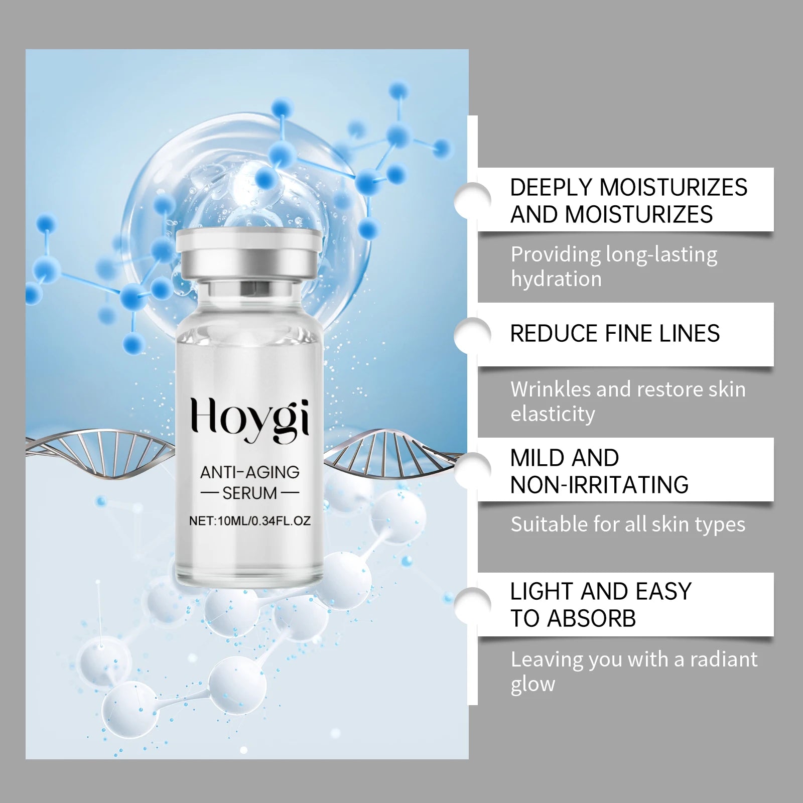 Hyaluronic Acid Essence Skin Care Roller Set Tightening Massage Facial Skin Smoothing Nourishing Improve Rough & Matte Skin Qme