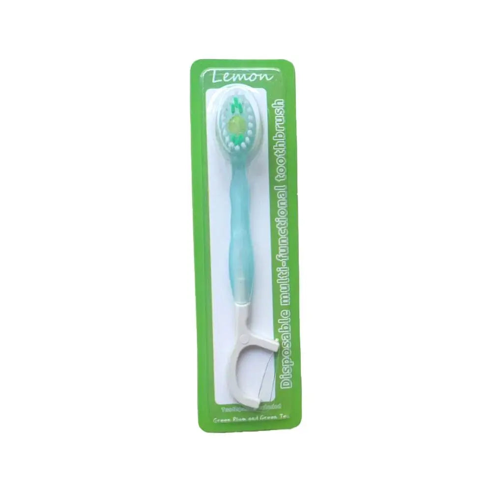 Portable Travel Toothbrush Set Disposable Mini Toothbrushes with Toothpaste Tongue Scraper Flosses Kit Disposable Toothbrushes Qme green CN