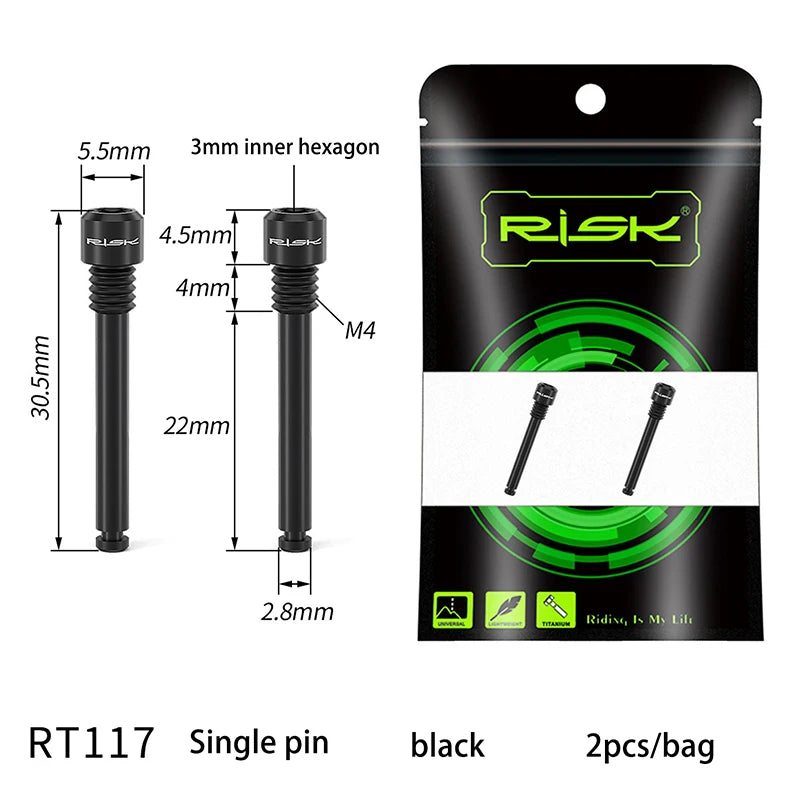 RISK M4x26mm Titanium Alloy Bolts Hydraulic Disc 4 Oil Brake Threaded Qme 2PCS Black