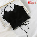 Summer Wild Solid Without Rims Gather Anti Emptied Wrapped Chest Qme One Size Black