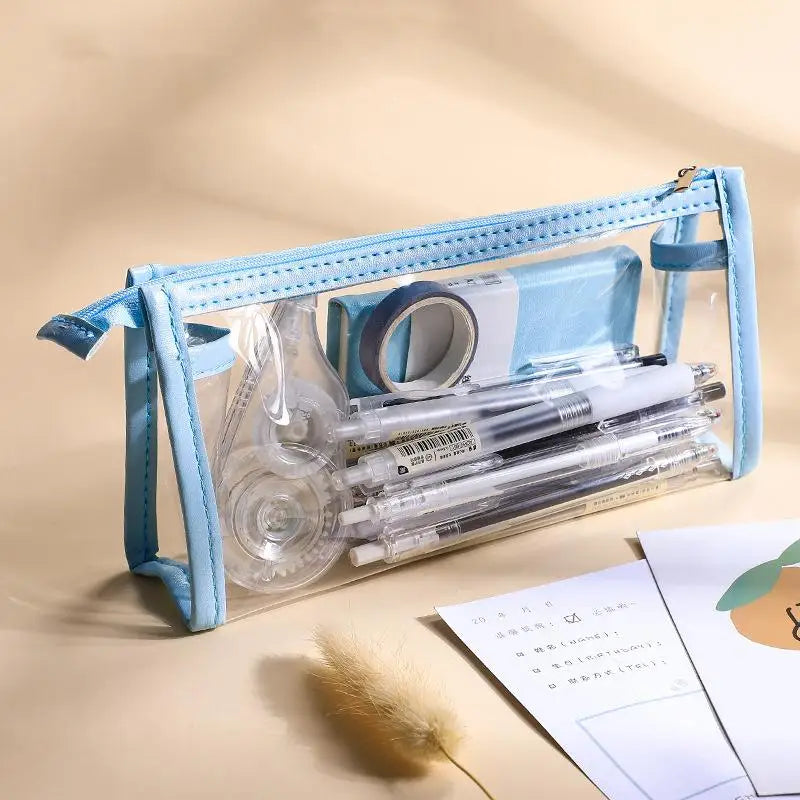 Transparent Pencil Case Large Capacity Simple Clear Pen Bag Exam Qme A2