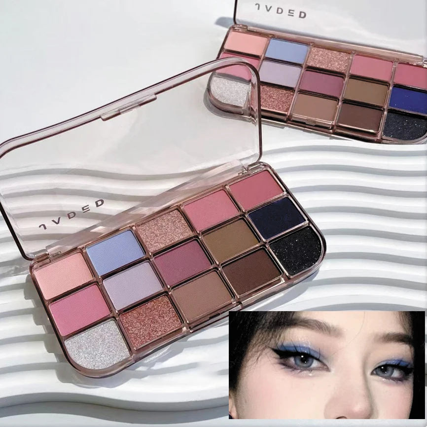 15Colors Nude Pink Eye Shadow Palette Pearlescent Matte Lying Silkworm Brighten Low Saturation Earth Brown Color Daily Makeup Qme