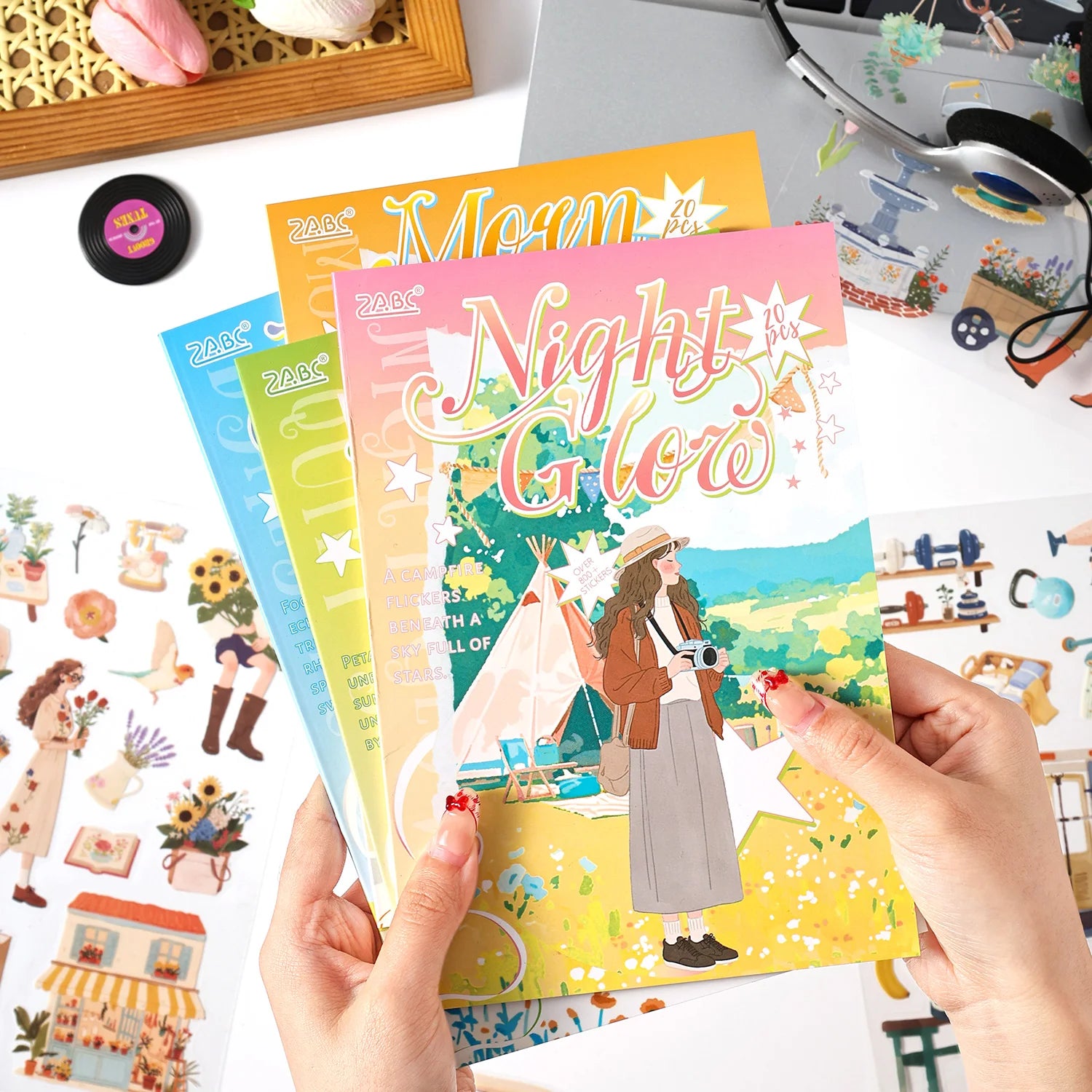 TIANZI 20pcs Cartoon Die Cut Stickers for Journal Planner DIY Scrapbooking Korean Stationery Stickers Decorative Laptop Student Qme