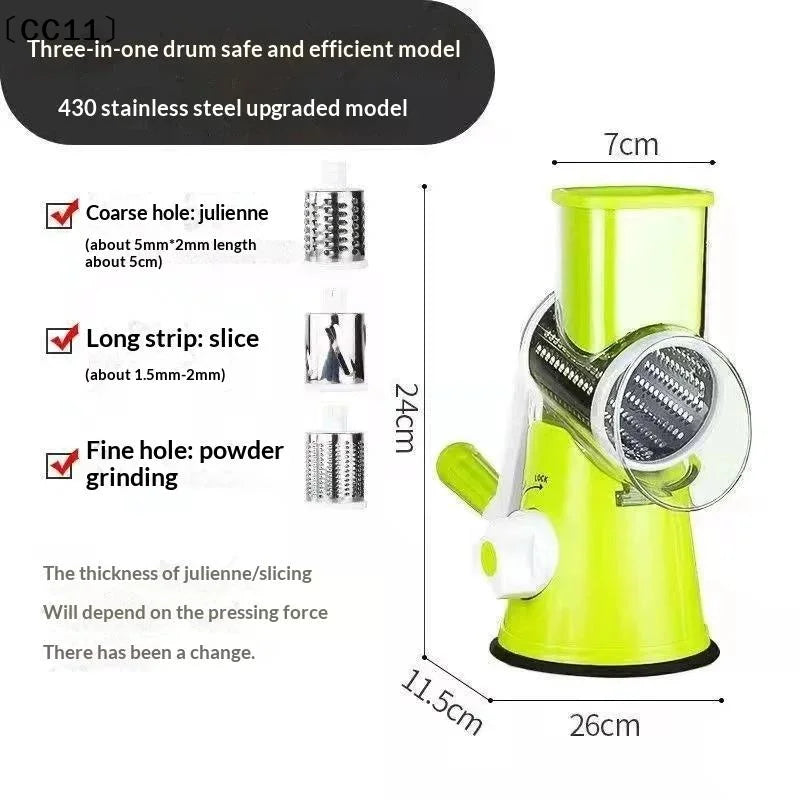 Manual Rotary Vegetable Slicer Grater Multiple Blades Easy Clean Home Qme