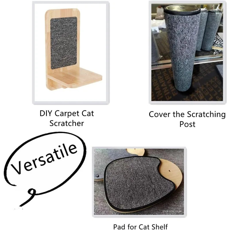 Trimmable self-adhesive cat scratch pad carpet, used for furniture, sofa or wall protection, cat scratch column replacement pad Qme