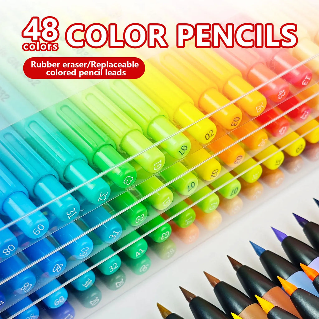 GN 24/48 Colors Retractable Erasable Colored Pencils Set Student Drawing Pencils for Coloring Classroom DIY Art Craft Supplies Qme