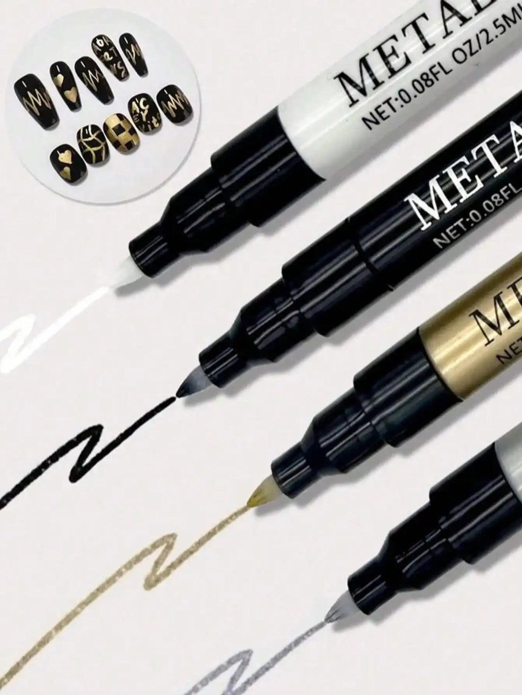 Nail Art Pen White Black Silver Gold Polish Pens Dotting Tool Graffiti Qme