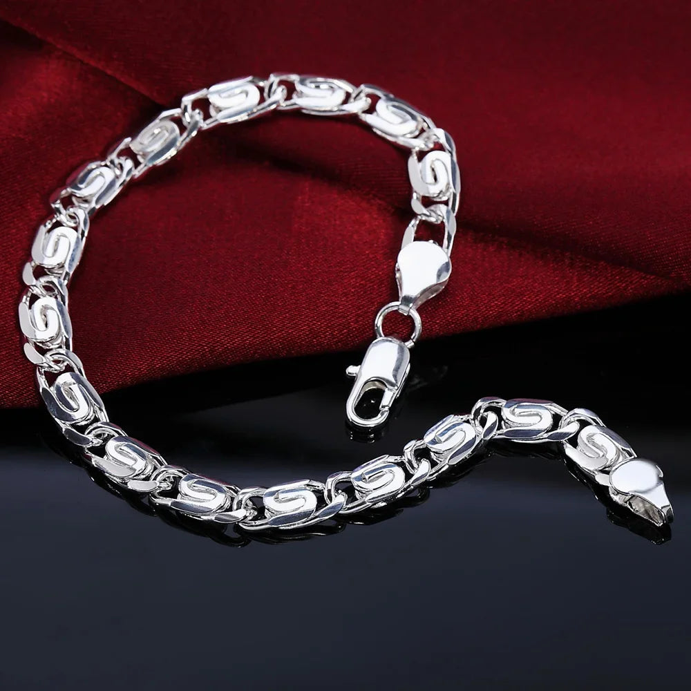 925 Sterling Silver Bracelets for Women Retro Creativity Chain Fashion Wedding Party Christmas Jewelry Qme