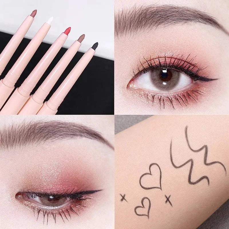 Matte Red Brown Eyeliner Gel Pencil Ultra-thin Long Lasting Quick Dry Smooth Eye Shadow Lying Silkworm Pen Makeup Cosmetics Qme