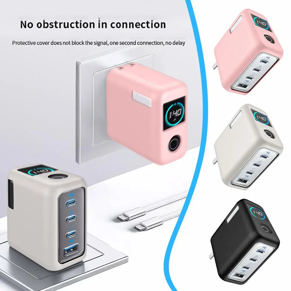 For Anker Zolo 140W Four-Port Gallium Nitride Charger Protective Silicone Cover Dust-Proof Anti-Fall Soft Sleeve Shell Qme