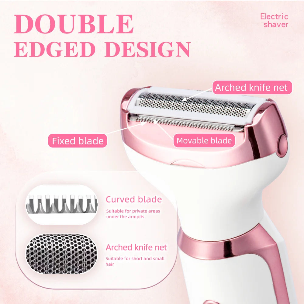 4 In 1 Electric Lady Shaver, Body Hair Removal Epilator, Painless Cordless Trimmer Razor, Gifts For Women Qme