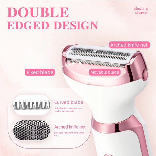 4 In 1 Electric Lady Shaver, Body Hair Removal Epilator, Painless Cordless Trimmer Razor, Gifts For Women Qme