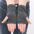Short Fingerless Gloves Unisex Cotton Black Punk Glove Knitted Qme Dark Grey