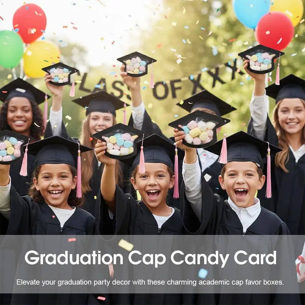 Graduation Cap Favor Boxes Candy DIY Graduate Decoration Box Ceremony Qme