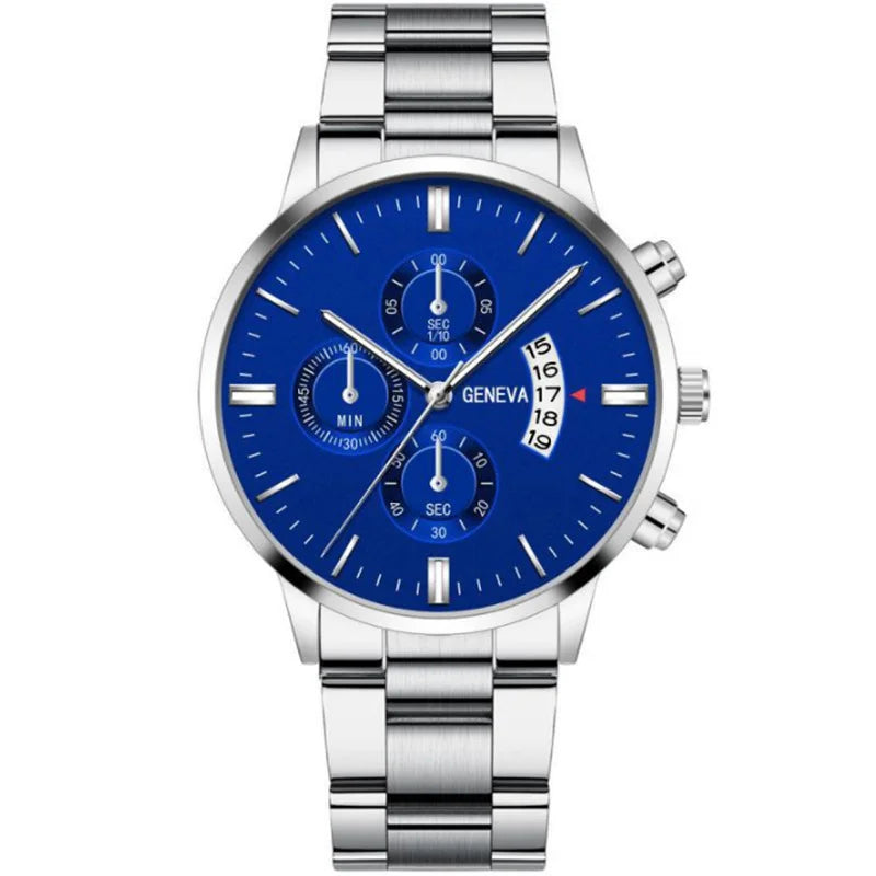 Vintage Quartz Men's Watch with Calendar - Elegant Stainless Steel Timepiece, Perfect Gift Qme Other