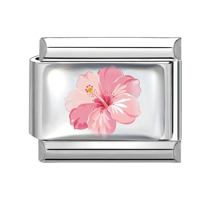 Colorful Brilliant Flowers Sunflower Lotus Tulip Charm Italian Link