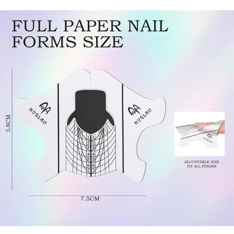 Nail Extension Stencil Forms 100 Universal Fit Self-adhesive Stickers Qme