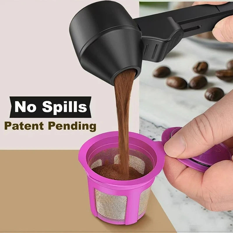 1 Pcs Coffee Scoop With Funnel For Reusable K-cup Coffee Pot 2 Tablespoon Capacity Coffee Measuring Spoon Kitchen Accessories Qme