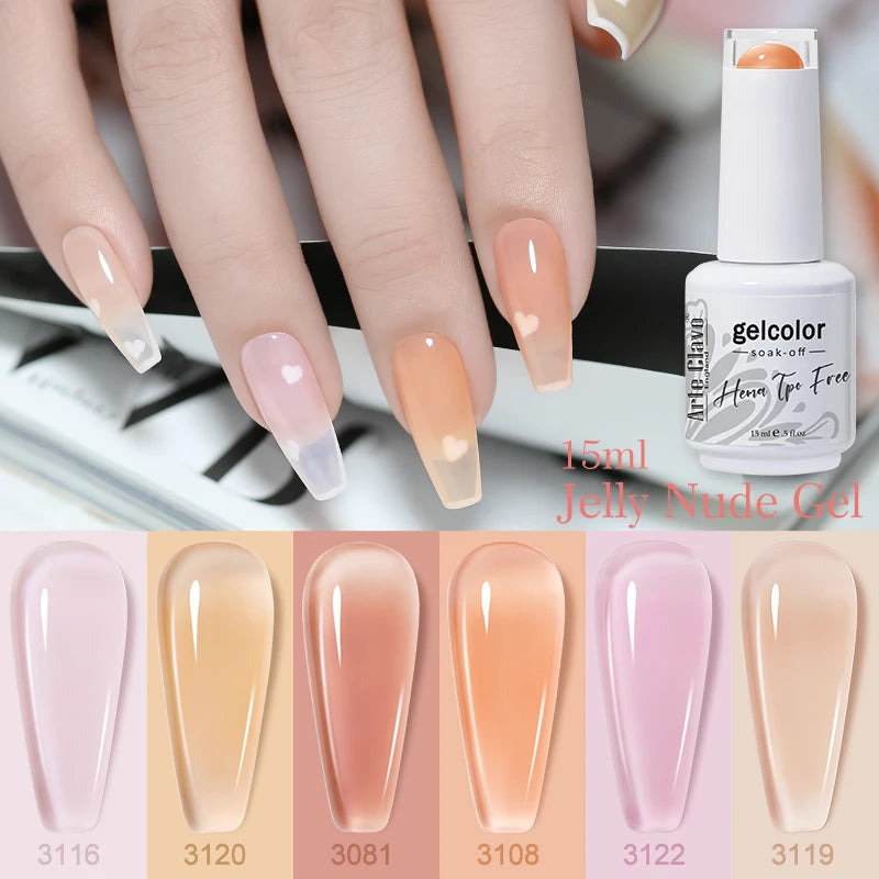 Arte Clavo Jelly Series Semi-transparent Light Pink Peach Gel Nail Qme