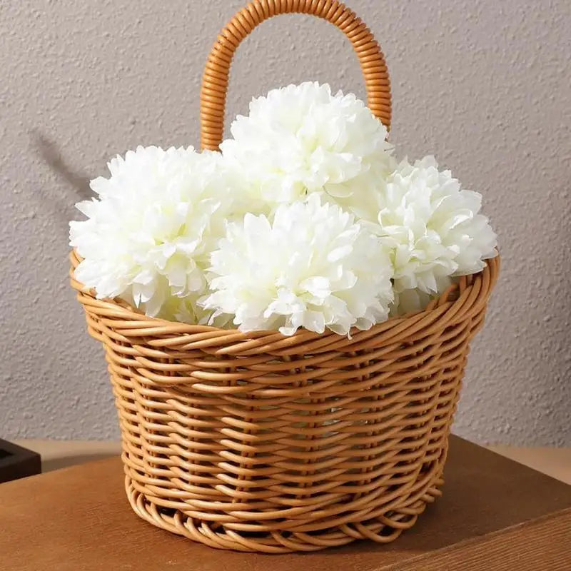 Wall Fruit Baskets Handmade Basket Storage Handle Rustic Farmhouse Qme