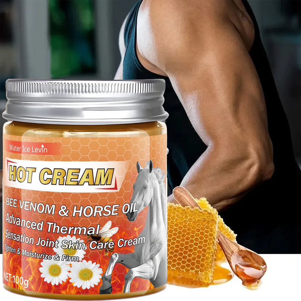 Advanced Thermal Bee Venom & Horse Oil Hot Cream for Joint Skin Care, Tighten & Moisturize & Firm. Qme