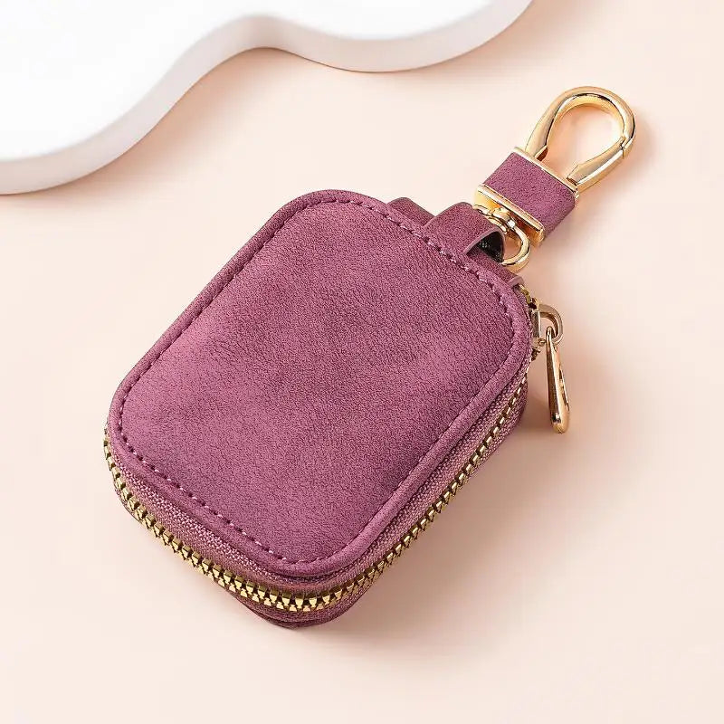 Soft Suede Lightweight Car Key Case Zipper Closure Heavy Duty Metal Qme D