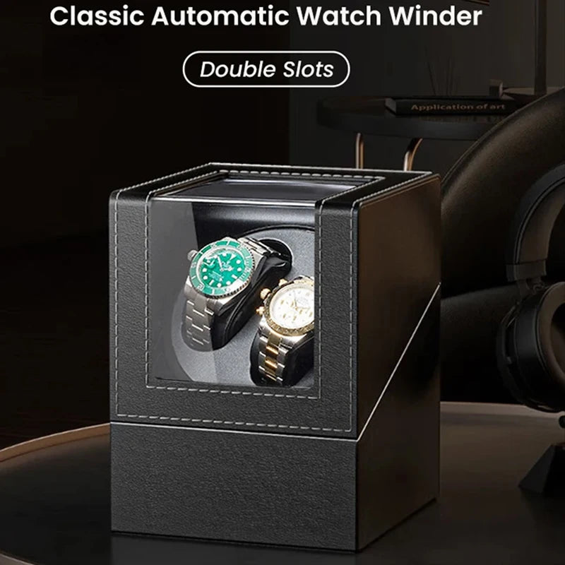 2 Slots Watch Winder for Automatic Watches Watch Box Automatic Winder Use USB Cable for Men with Quiet Motor Qme