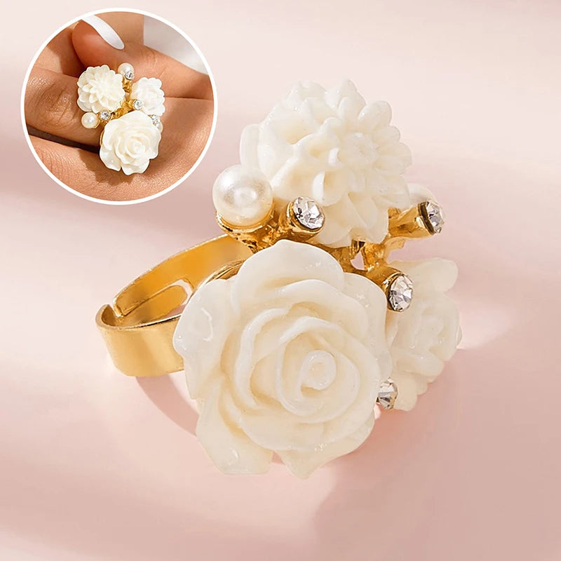 Simple Flower Fingertip Nail Rings Photo Open Ring Studio Supplies Qme