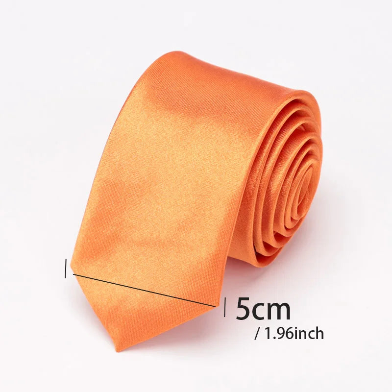 Mans Slim Skinny Tie Men Jacquard Woven Solid Orange Red Purple Black Qme