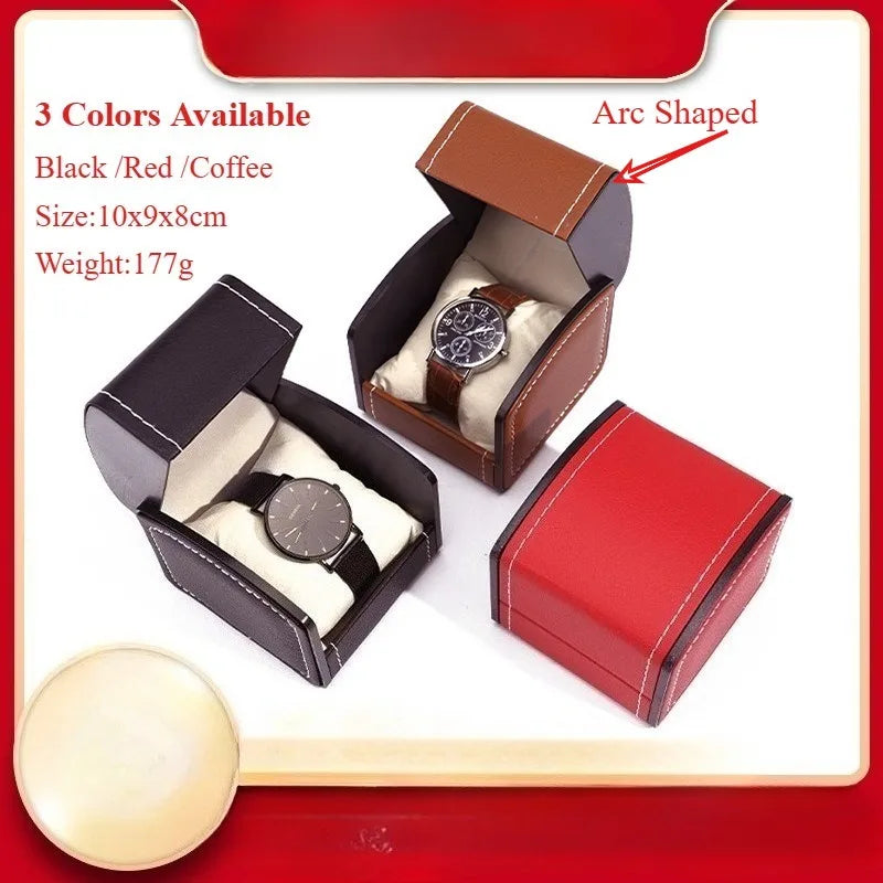 Vintage PU Watch Case Leather Octagonal/Arc Shaped Gift Watch Storage Box Stylish Watch Container Watch Display Box Qme